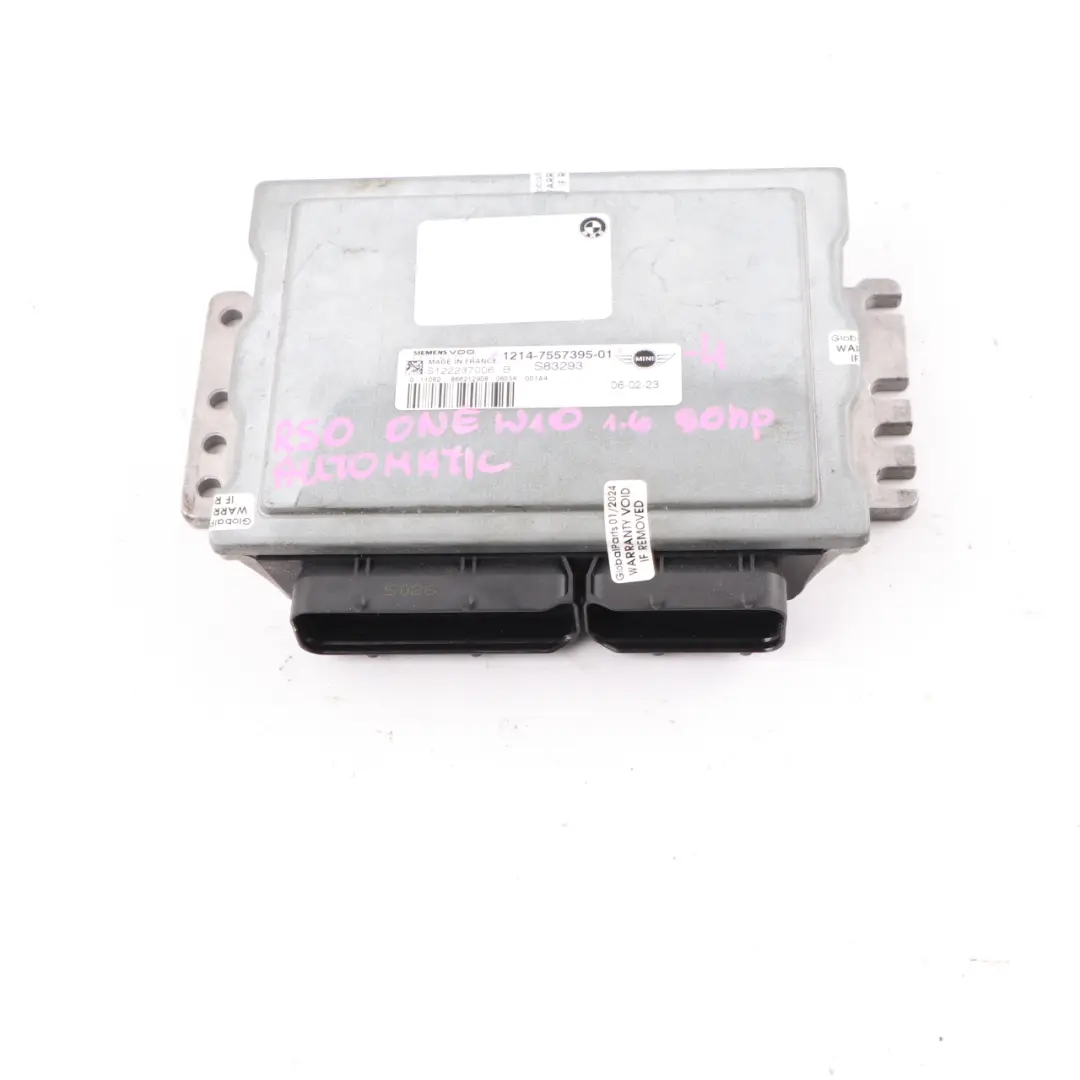 Mini One R50 R52 W10 1.6 90HP Unidad Control Motor Módulo ECU 7557395 Automático