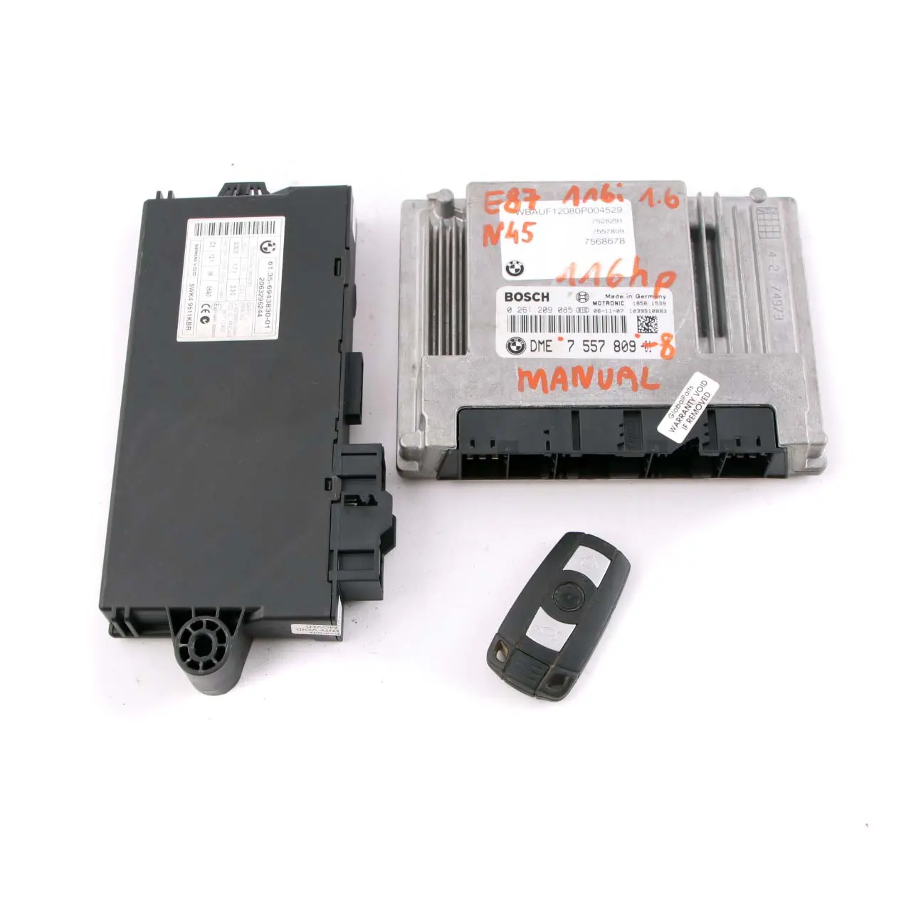 BMW 1 3 E87 E90 N45 116i 316i Petrol ECU Kit DME 7557809 + CAS 3 + Key Manual