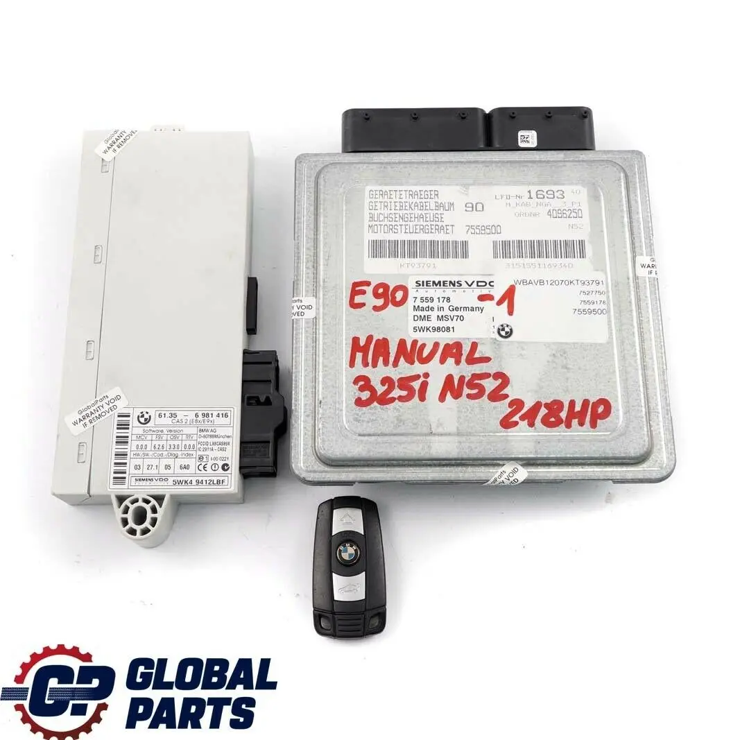 BMW E60 E90 E91 325i 525i N52 218HP Engine ECU Kit DME 7559178 CAS2 + Key Manual