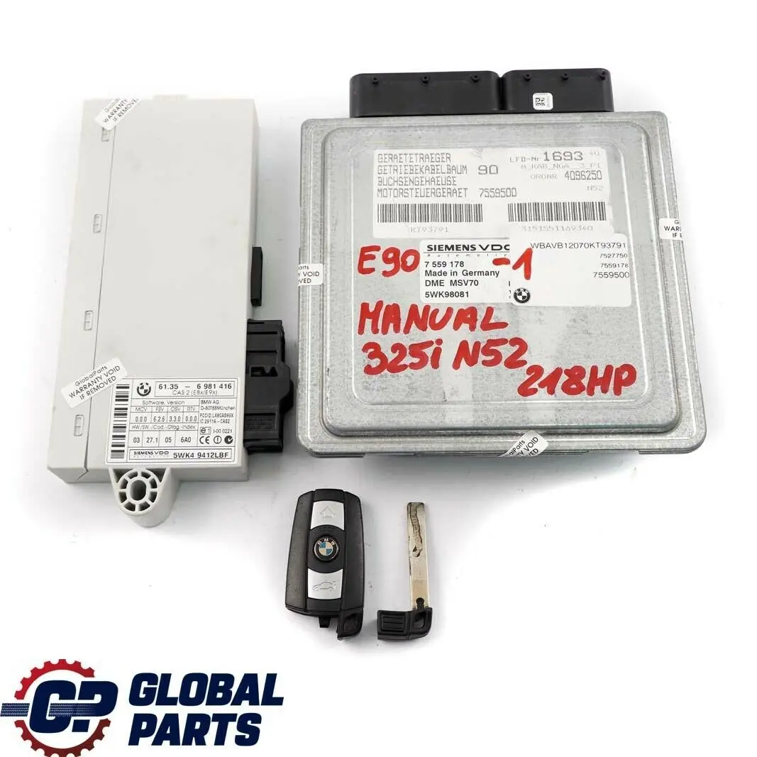 BMW E60 E90 E91 325i 525i N52 218HP Engine ECU Kit DME 7559178 CAS2 + Key Manual