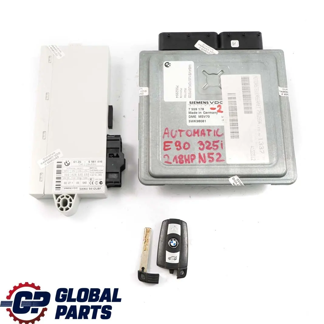 BMW E60 525i E90 E91 325i N52 Motor ECU Kit DME 7559178 CAS2 + Llave Automático