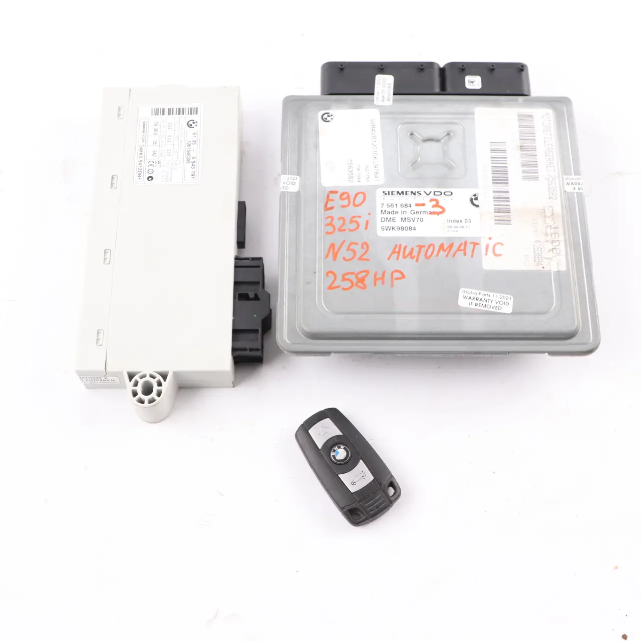 BMW E60 E90 330i 530i N52 258HP Engine ECU Kit DME 7561684 CAS2   Key Automatic