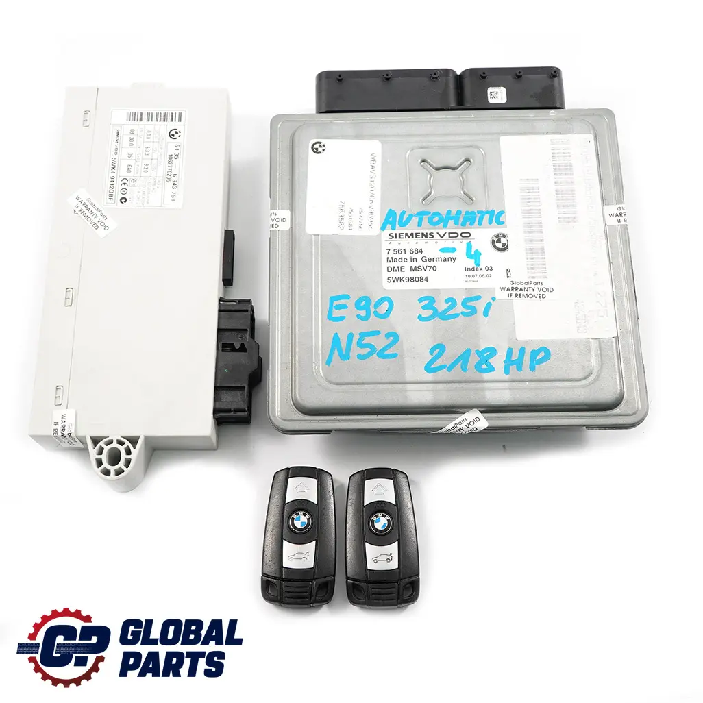 BMW E60 E90 325i 525i N52 218HP Engine ECU Kit DME 7561684 CAS2 + 2 Keys Automat