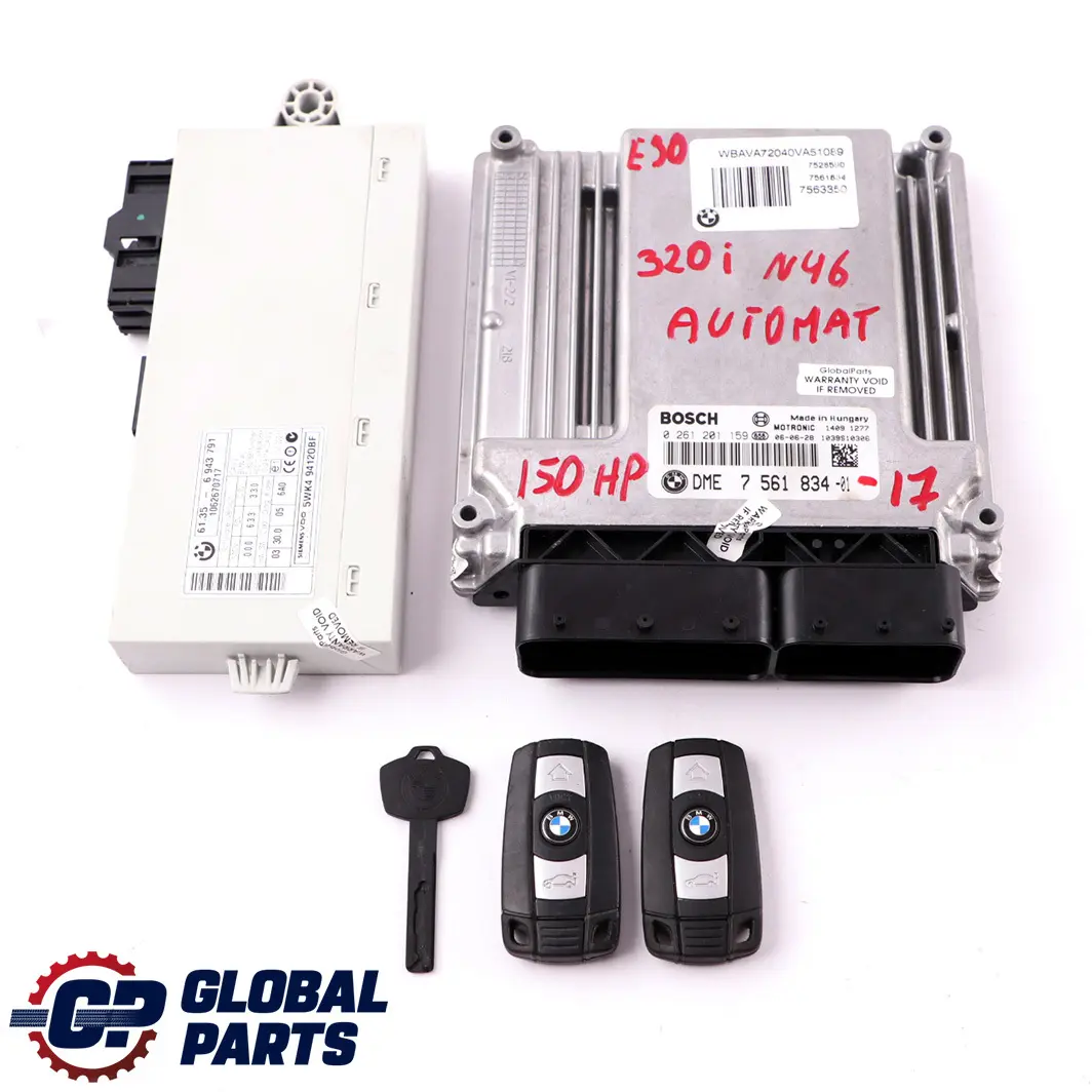 BMW E87 E90 E91 120 320i N46 150HP ECU KIT DME 7561834 CAS2 + 2 Keys Automatic