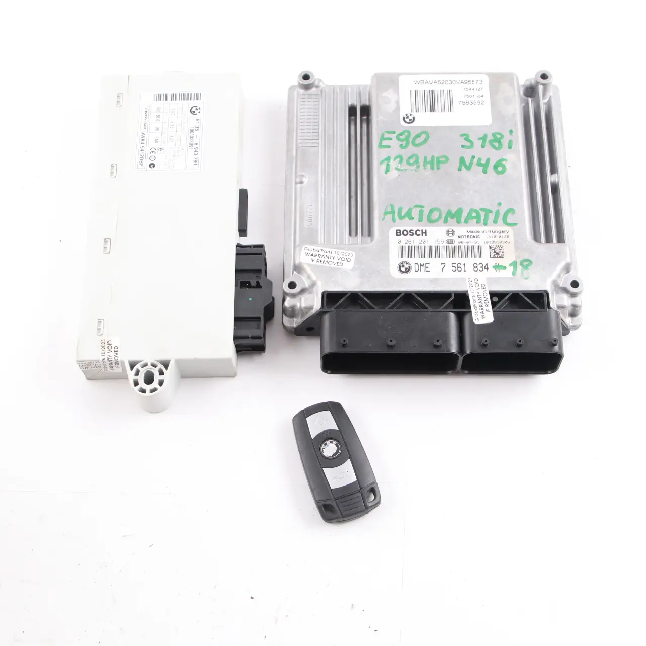 BMW E87 E90 118i 318i Engine N46 129HP ECU KIT DME 7561834 CAS2 + Key Automatic