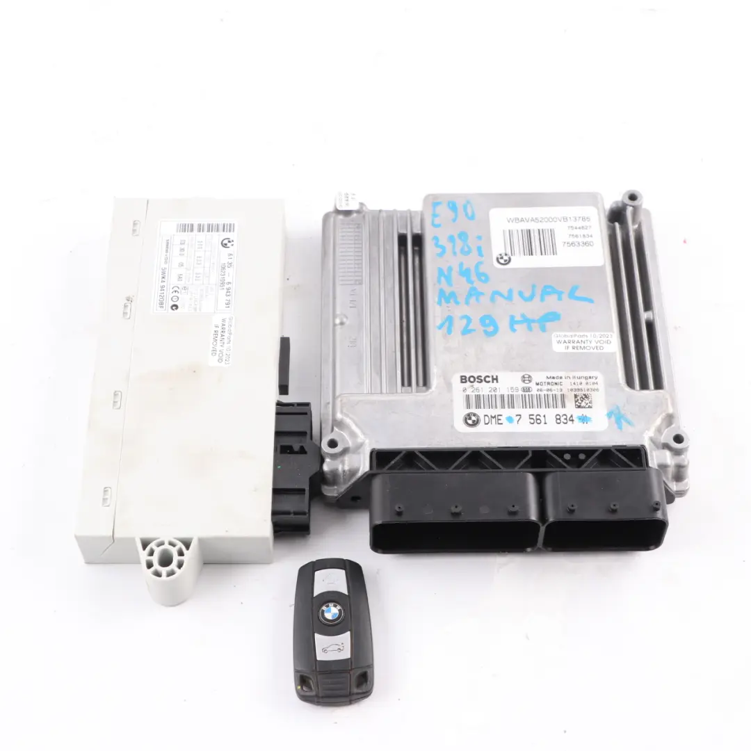 BMW E87 E90 118i 318i N46 129HP Engine ECU KIT DME 7561834 CAS2 + Key Manual