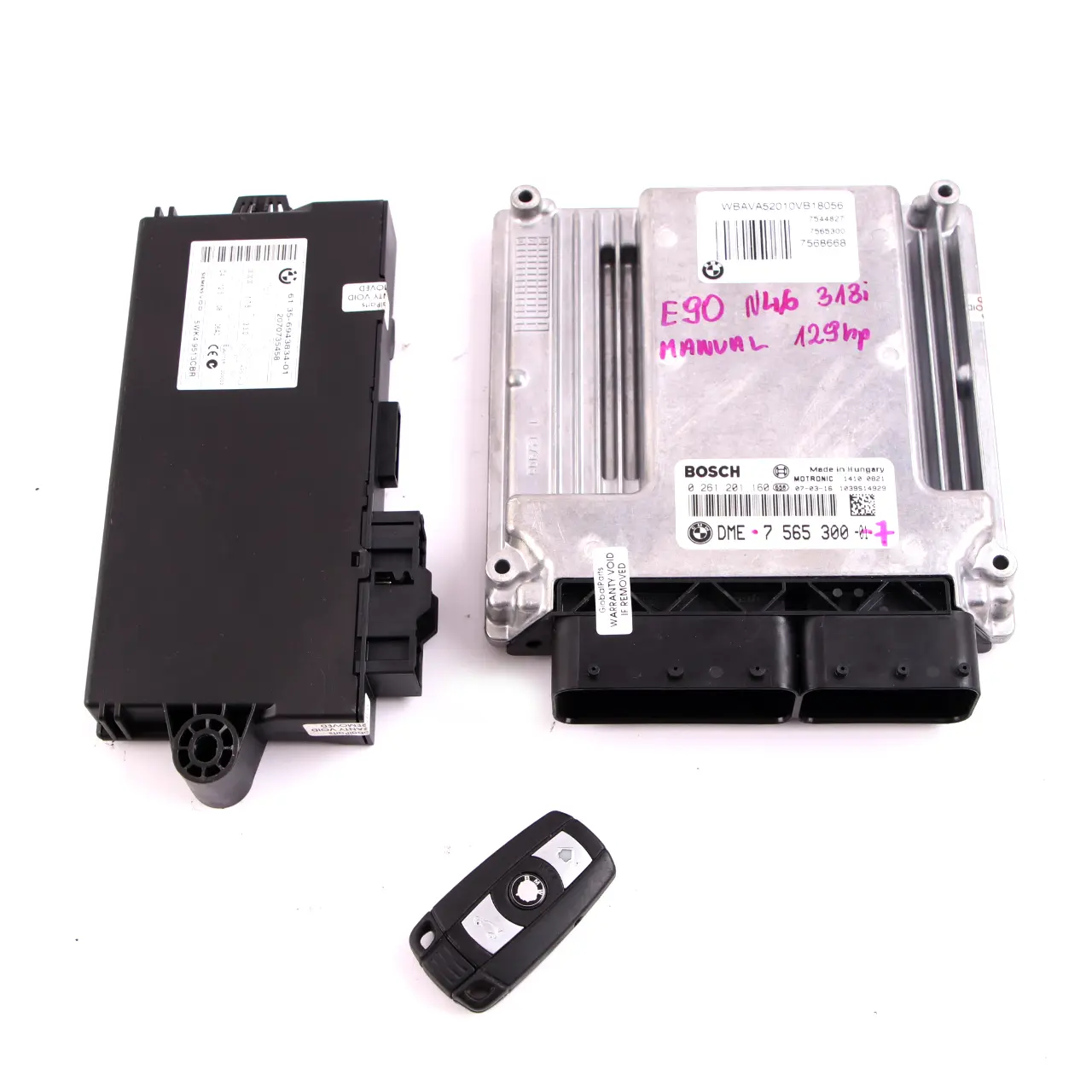 BMW 1 3 Series E87 E90 E91 N46 118i 318i ECU Kit DME 7565300 CAS3 Key Manual