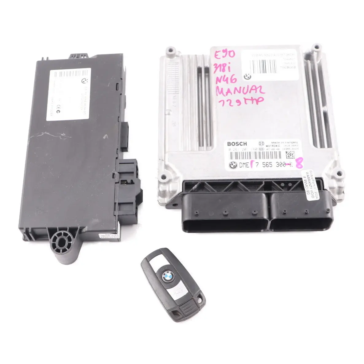 BMW E87 E90 E91 118i 318i N46 129HP ECU Kit DME 7565300 + CAS3 + Key Manual