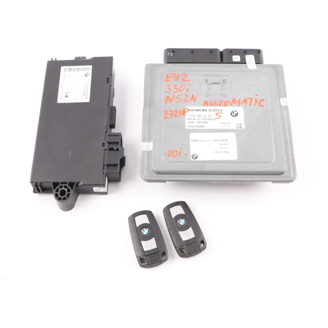 BMW E92 330i N52N 272HP ECU Control Unit Kit DME 7567362 CAS3 + 2 Keys Automatic