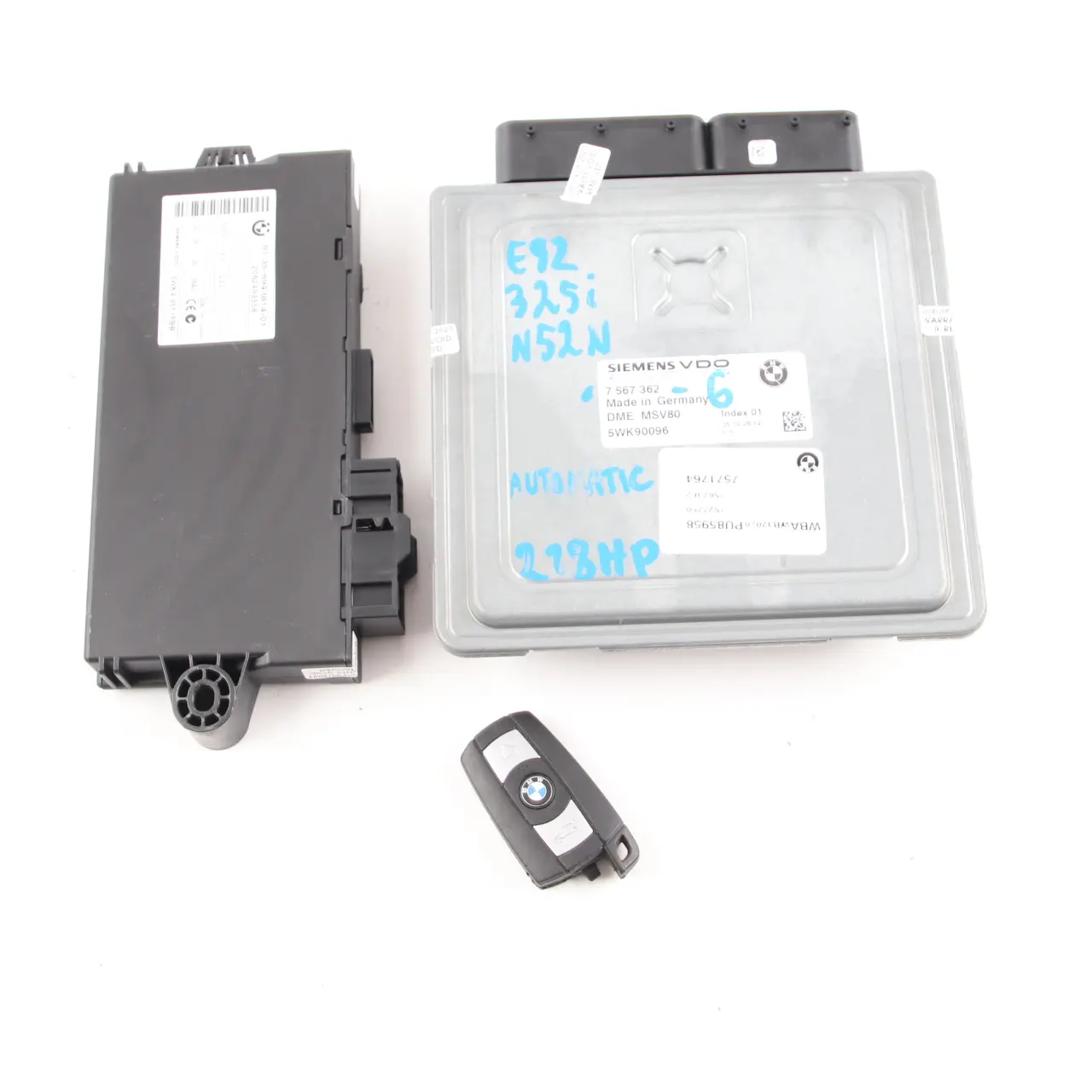 BMW E92 325i N52N 218HP ECU Control Unit Kit DME 7567362 CAS3 + Key Automatic