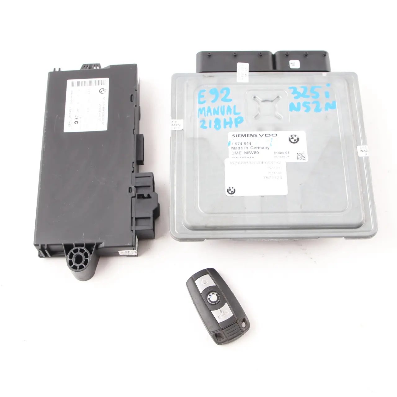 BMW E90 E91 E92 N52N 325i 218HP ECU Kit DME 7574544 CAS3 + Key Manual