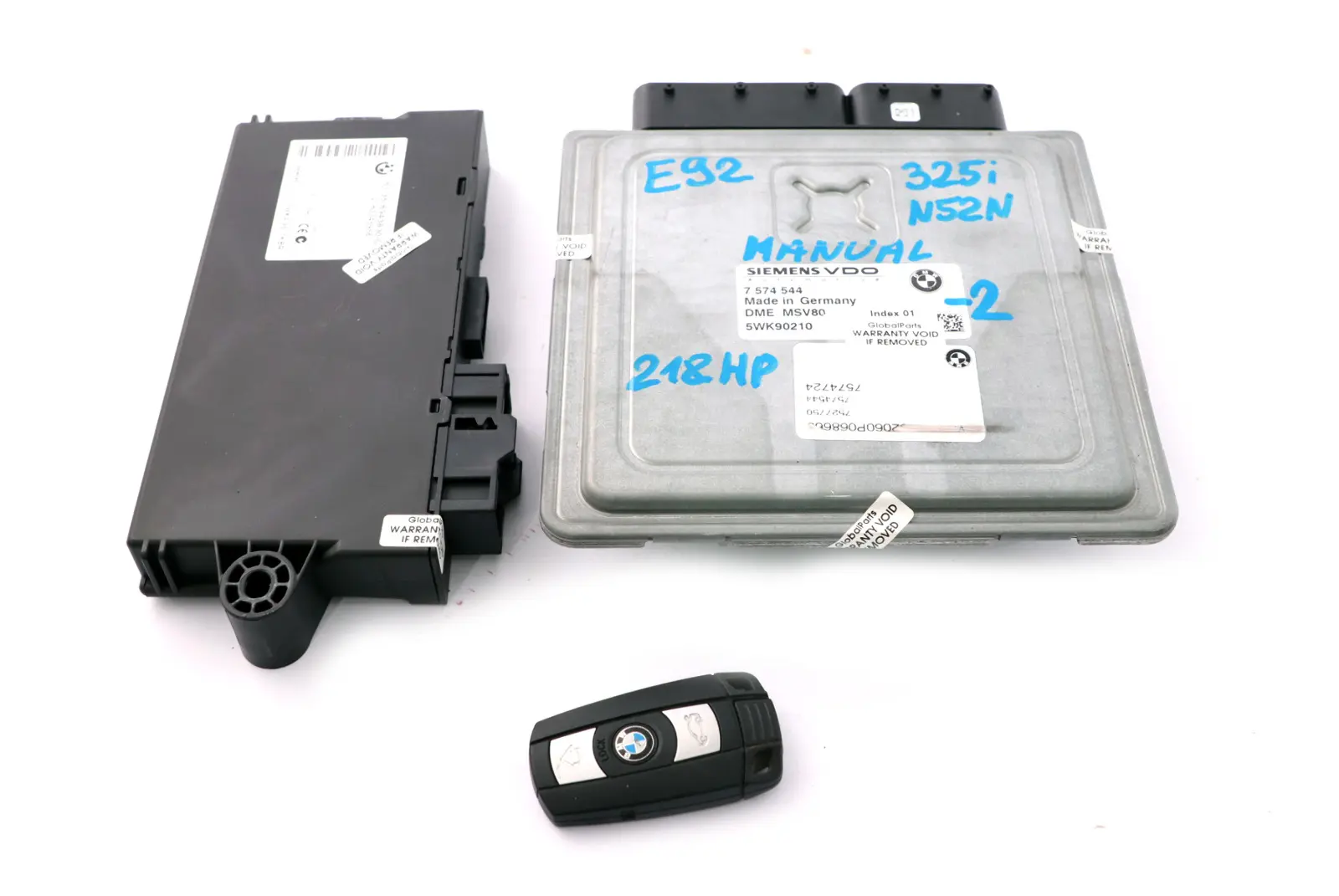 BMW 3 Series E90 E91 E92 N52N 325i 218HP ECU Kit DME CAS3 + Key 7574544 Manual