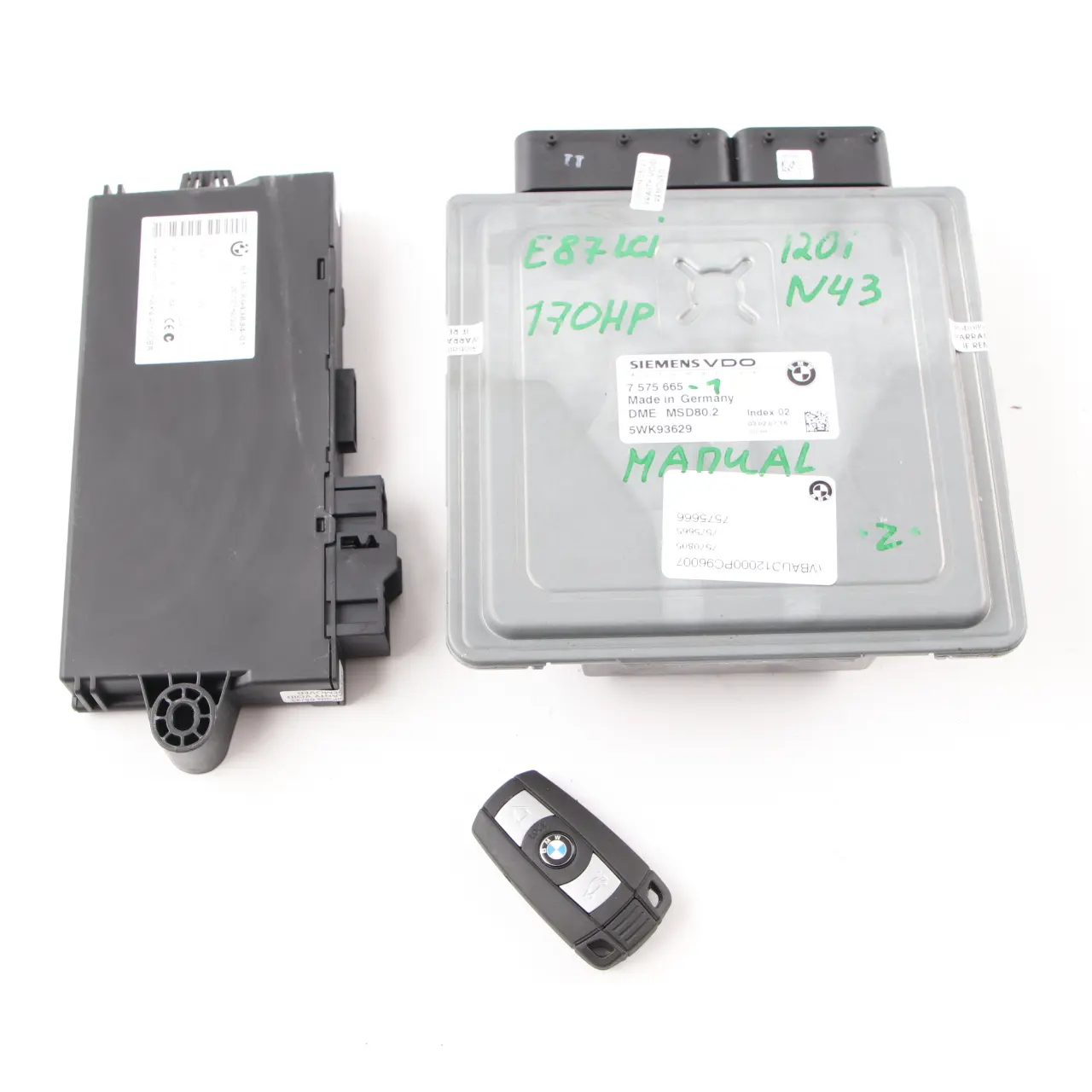 BMW E87 LCI E90 E91 120i 320i N43 170PS ECU KIT DME 7575665 CAS3 Schlüssel