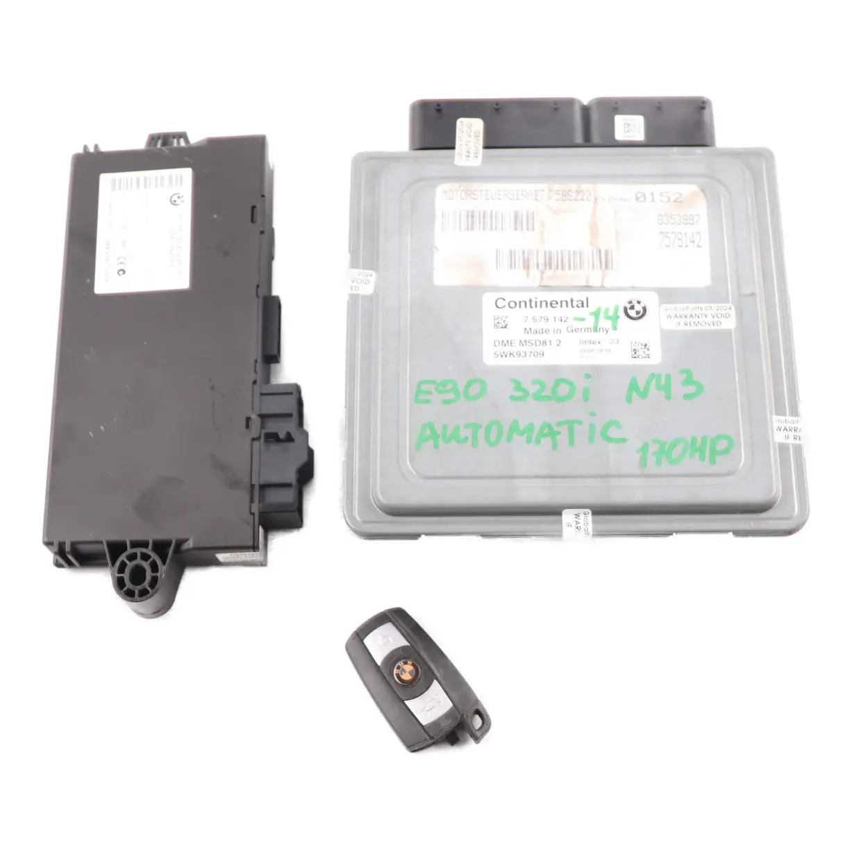 BMW E87 LCI E90 120i 320i N43 170HP ECU Kit DME 7579142 CAS3 Key Automatic