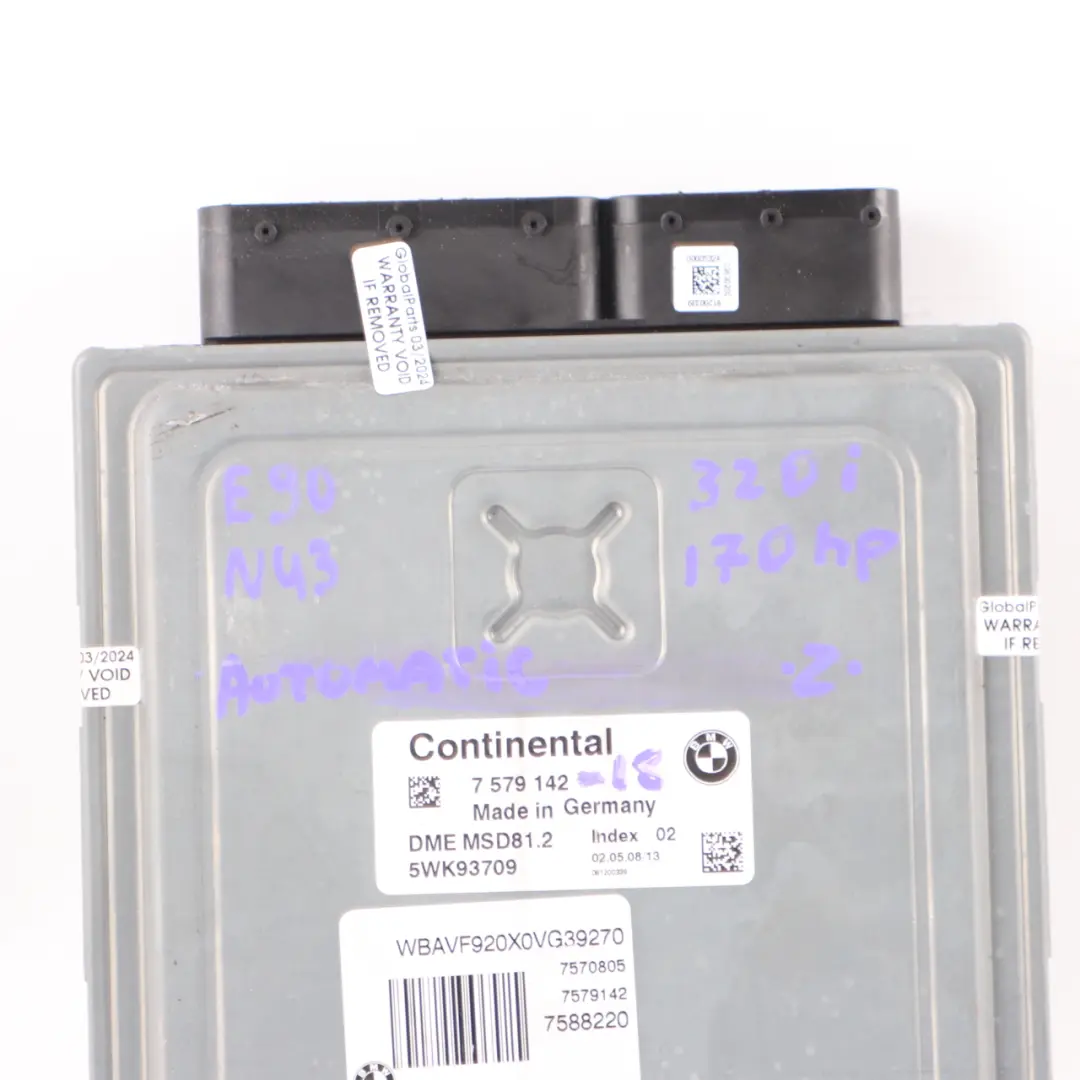 BMW E81 E87 LCI E90 120i 320i Petrol N43 170HP Engine ECU DME 7579142 Automatic