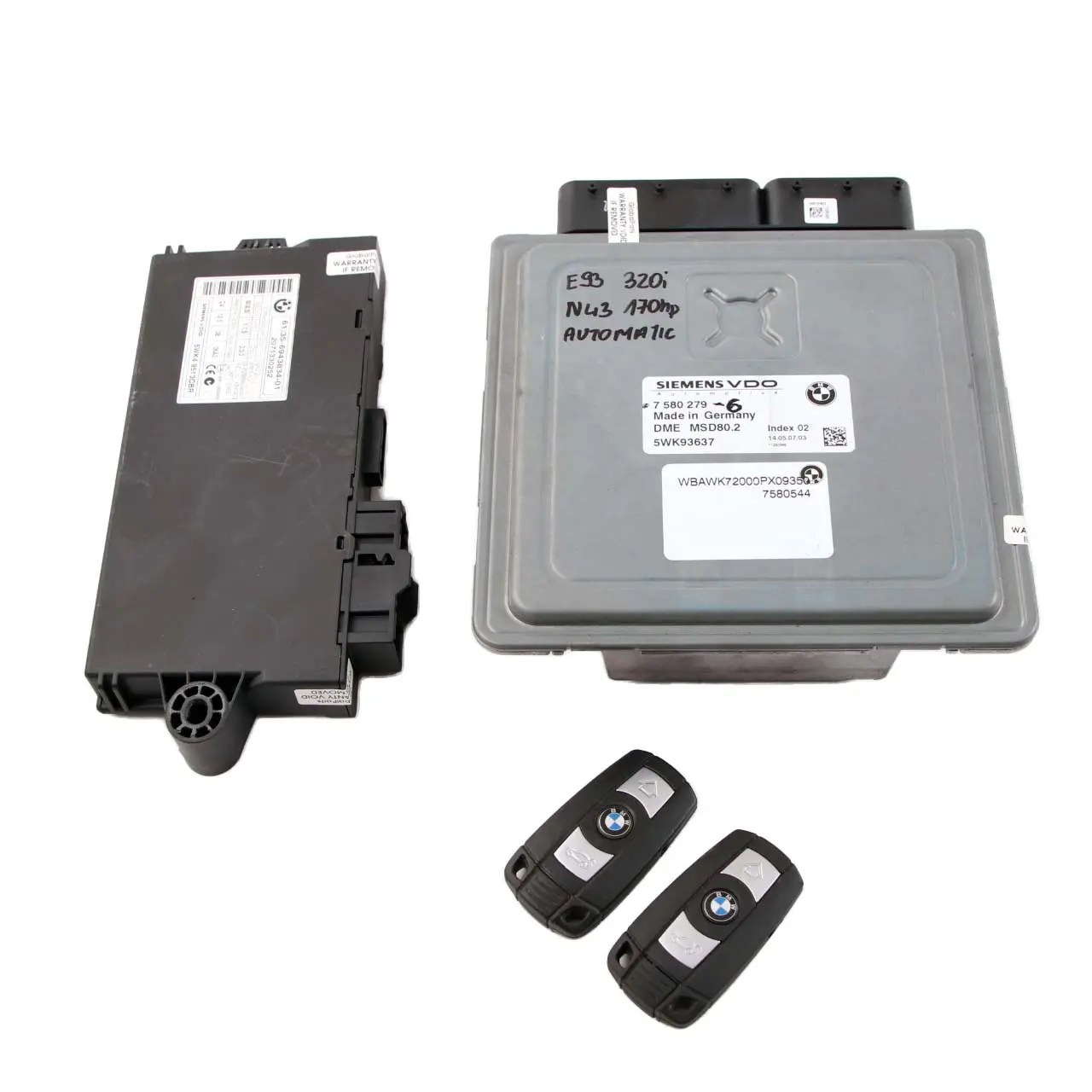 BMW 1 3 Series E81 E87 E90 120i 320i N43 ECU Kit DME 7580279 CAS3 Keys Automatic