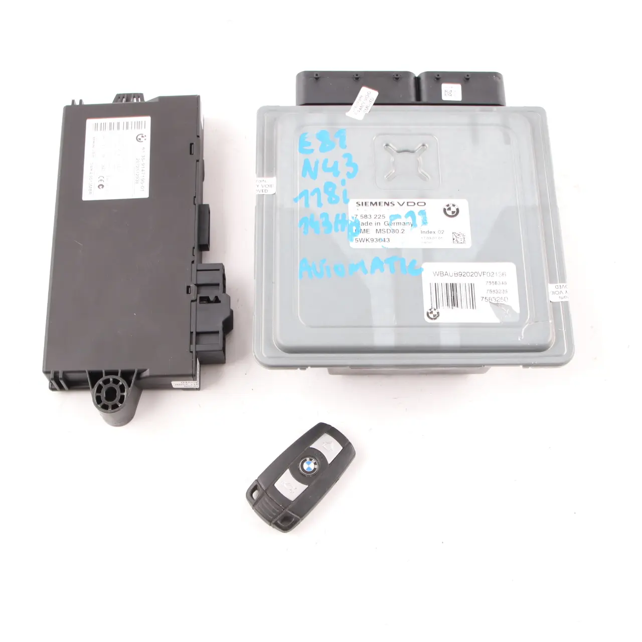 BMW E87 LCI E90 118i 318i N43 ECU Control Kit DME 7583225 CAS3 Key Automatic