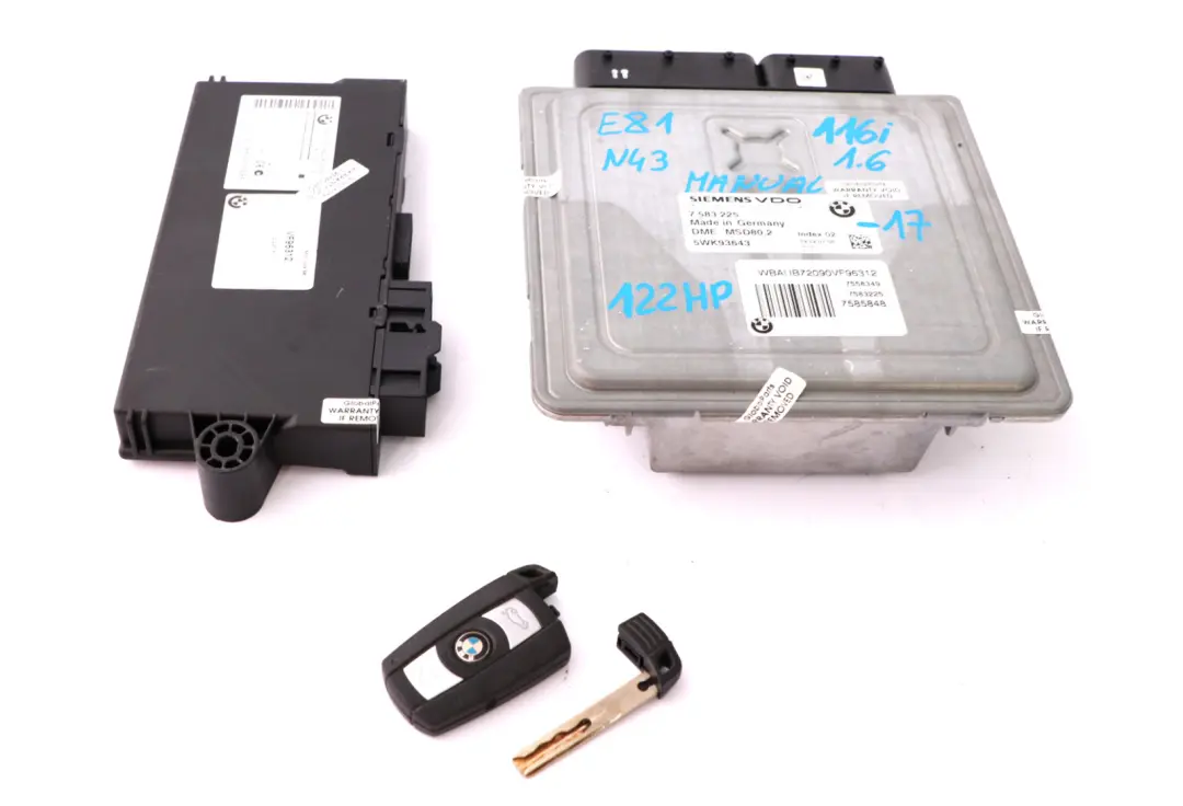 BMW 1 3 Series E81 E87 LCI 116i 1.6 N43 (122HP) ECU Kit DME CAS3 Key 7583225