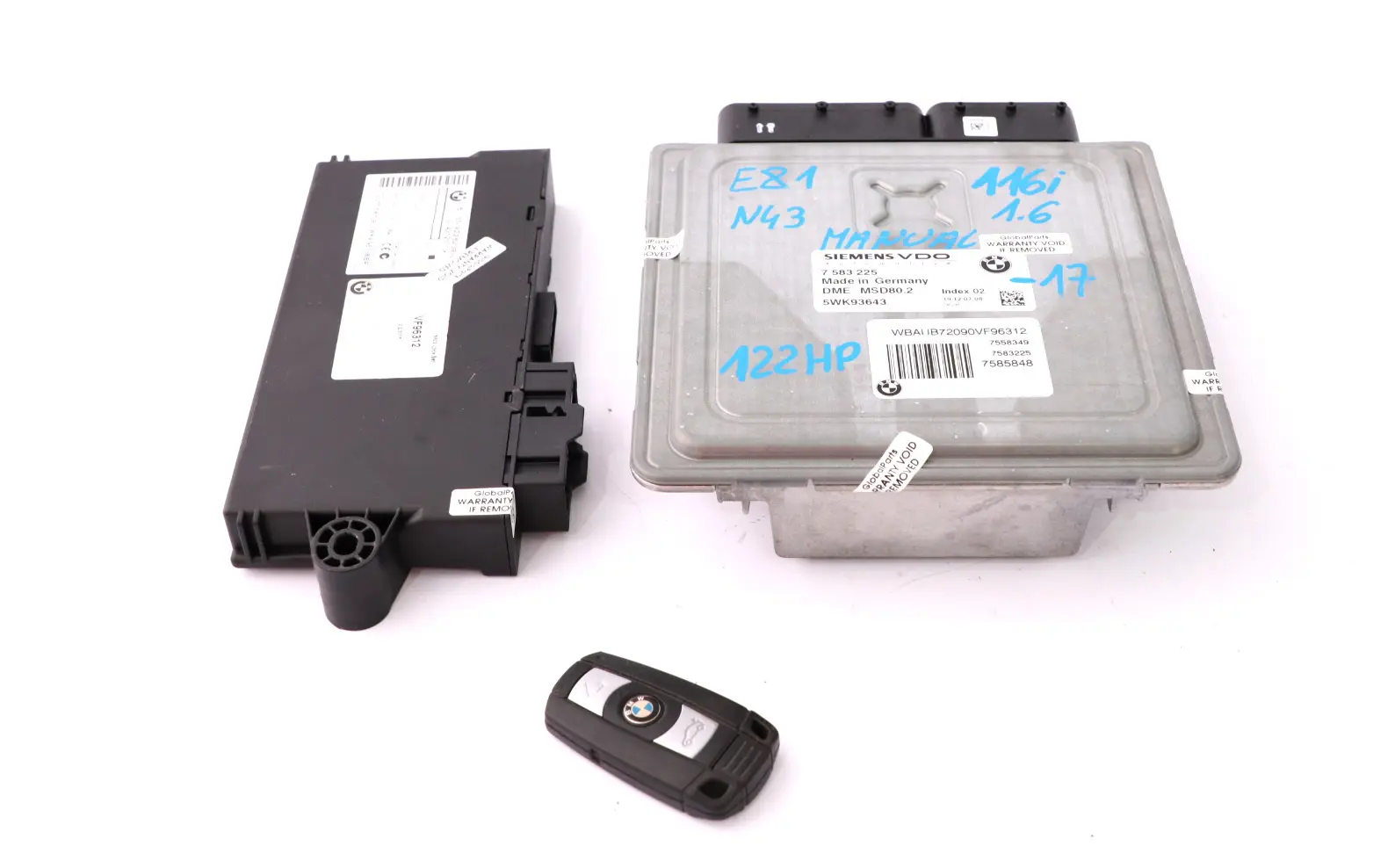 BMW 1 3 Series E81 E87 LCI 116i 1.6 N43 (122HP) ECU Kit DME CAS3 Key 7583225