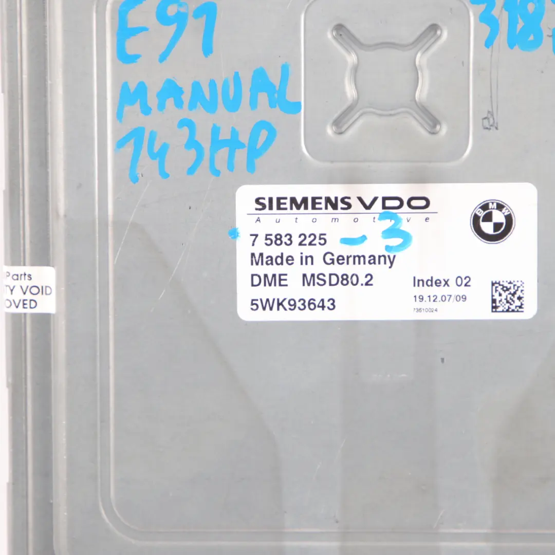 BMW E87 LCI E90 118i 318i N43 ECU Control Unit Kit DME 7583225 CAS3 Keys Manual