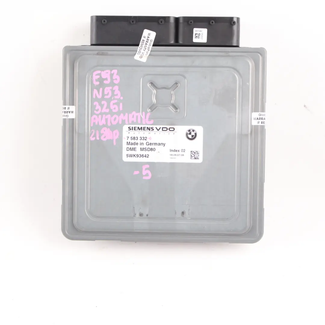 BMW E90 E91 LCI 325i N53 218HP Engine ECU Kit DME 7583332 CAS3 + Keys Manual