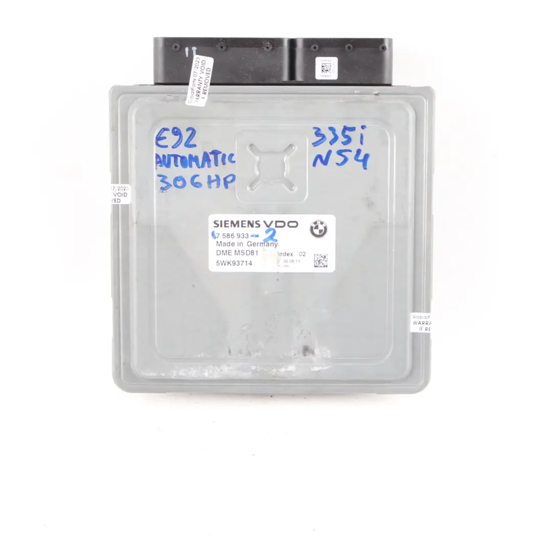BMW E90 E92 335i Petrol N54 ECU Kit Control Unit DME 7586933 CAS3 Key Automatic