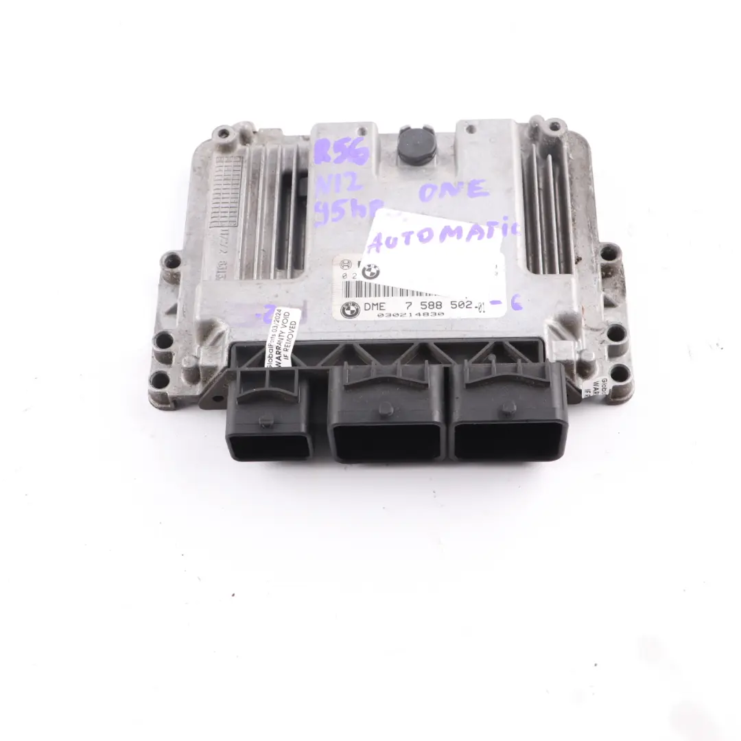 Mini One R55 R56 Petrol N12 95HP Engine Control Unit ECU DME 7588502 Automatic