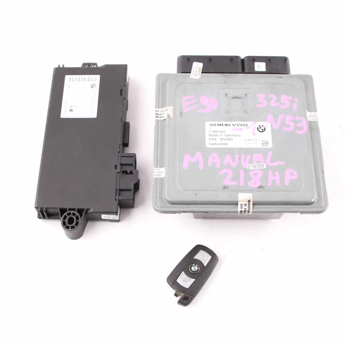 BMW E60 E90 325i 525i N53 218HP ECU Kit Control Unit DME 7588620 CAS3 Key Manual