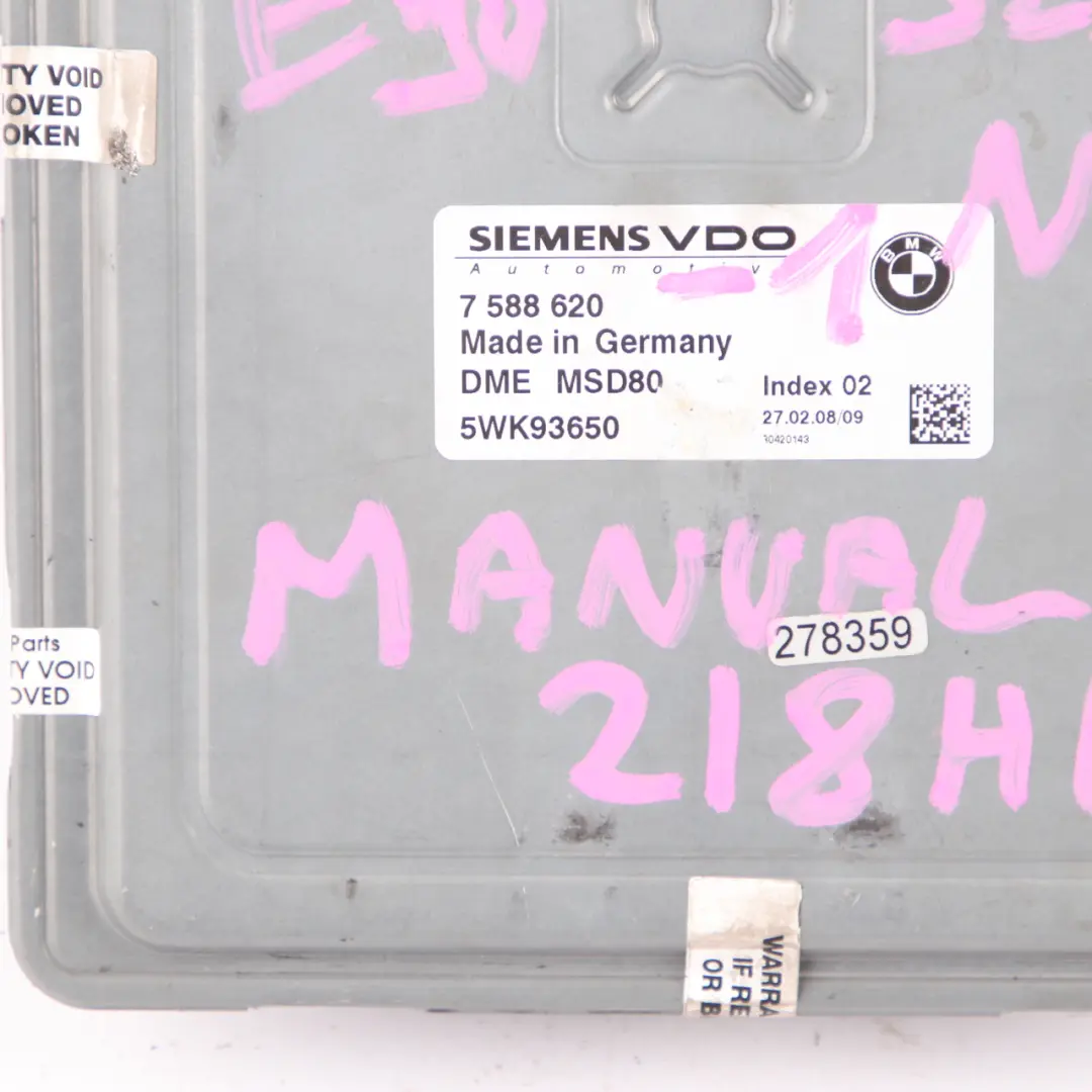 BMW E60 E90 325i 525i N53 218HP ECU Kit Control Unit DME 7588620 CAS3 Key Manual