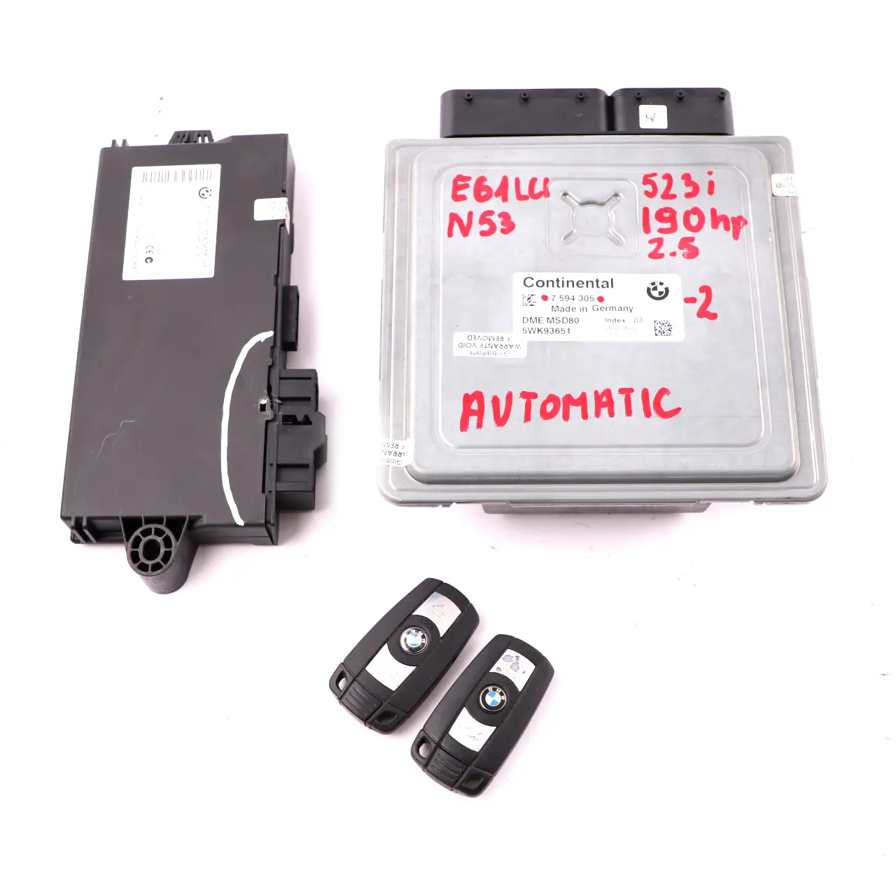 BMW 5 Series E60 E61 LCI 523i N53 190HP ECU Kit DME CAS3 Keys 7594305 Automatic