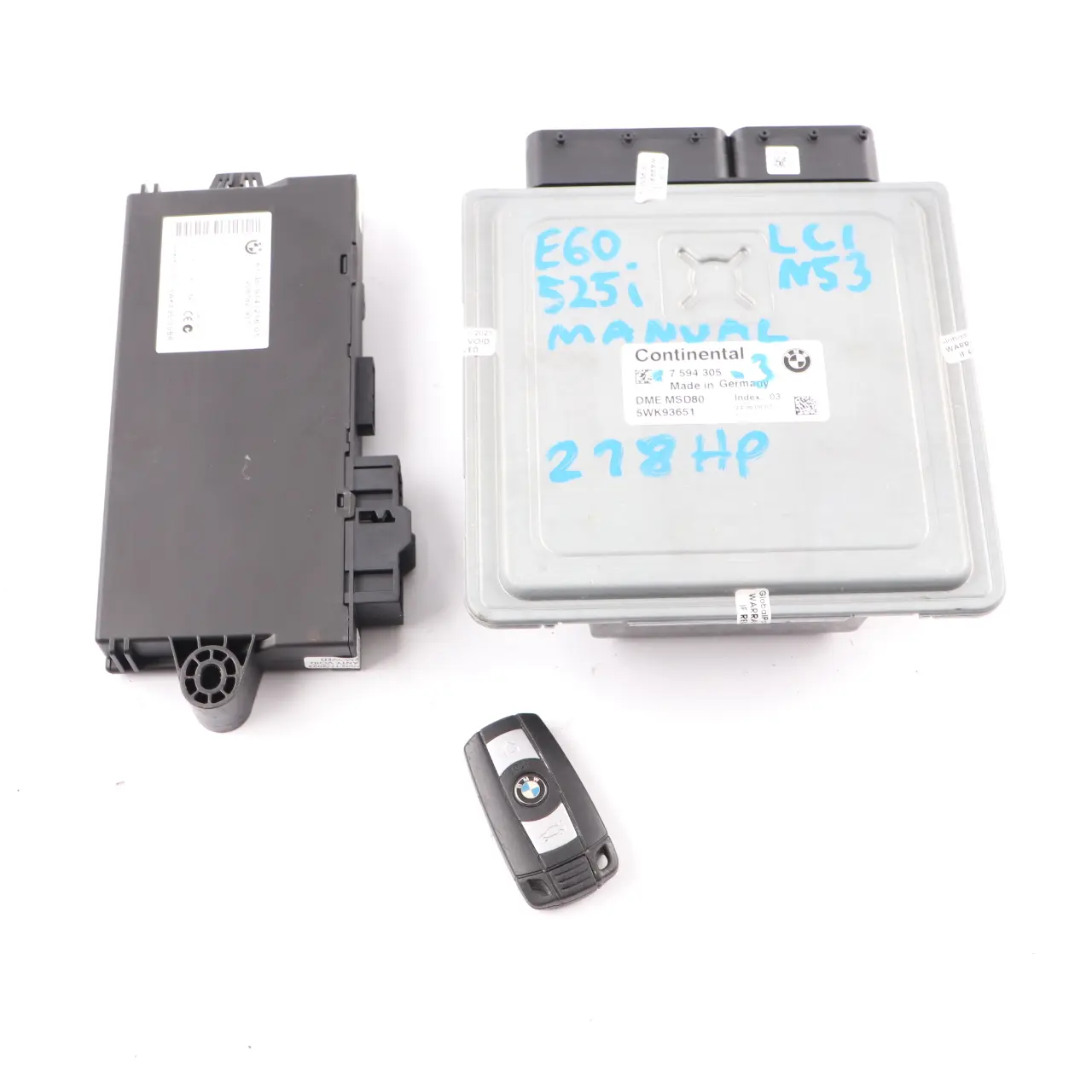 BMW E60 E90 E91 LCI 325i 525i N53 218HP ECU Kit DME 7594305 CAS3 + Key Manual