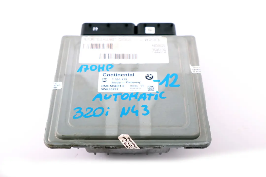 ECU Kit N43 DME CAS3 Key BMW 1 3 Series E87 LCI E90 120i 320i Petrol - SKU 7595179-12 - Part number 7595179