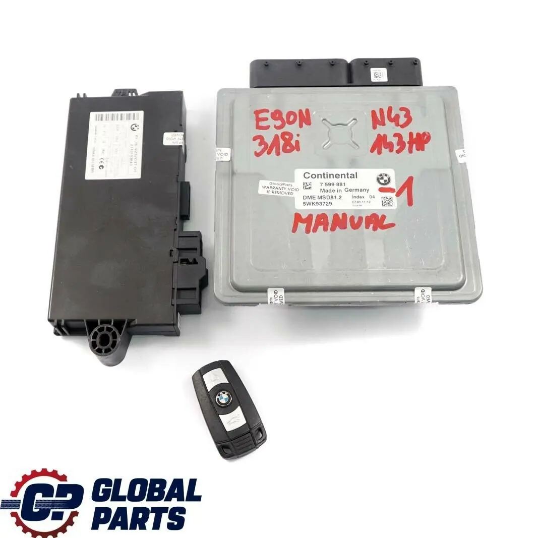 BMW E87 LCI E90 E91 118i 318i Gasolina N43 143HP ECU KIT DME 7599881 CAS3 Llave