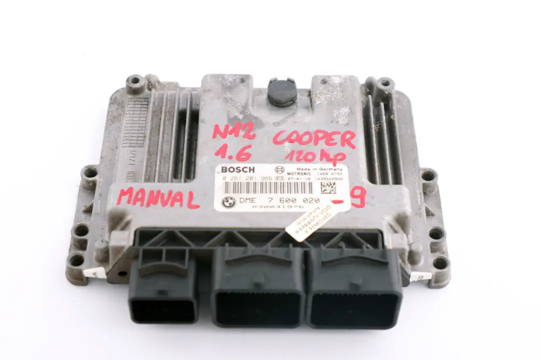 Mini Cooper 9 R55 R56 R57 N12 1.6  Sterownik ECU DME CAS 3 Klucz Manual