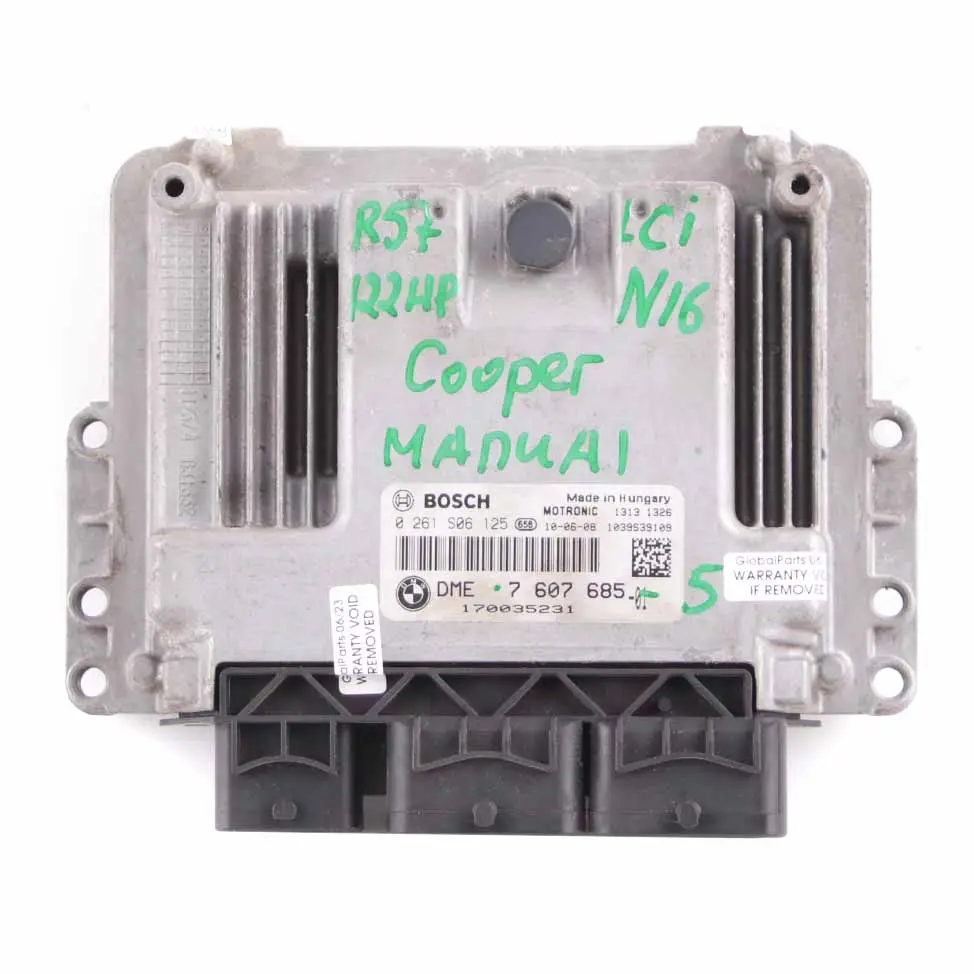 Mini Cooper R56 R57 LCI R60 N16 122HP Petrol Engine ECU DME 7607685 Unit Manual