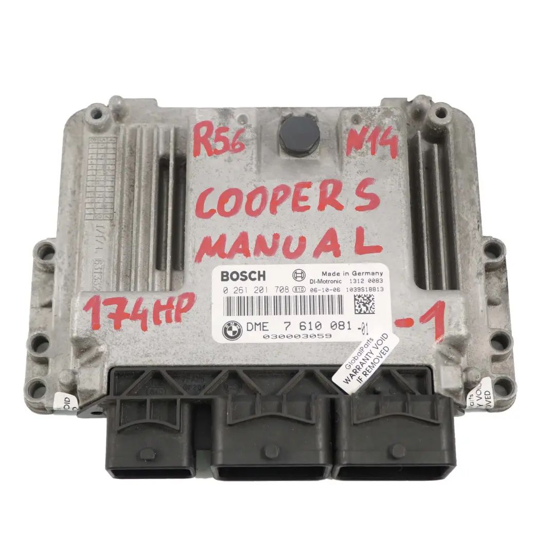 Mini Cooper S R56 Motor N14 1.6 174PS ECU Steuergerät DME 7610081 CAS3 Schlüssel