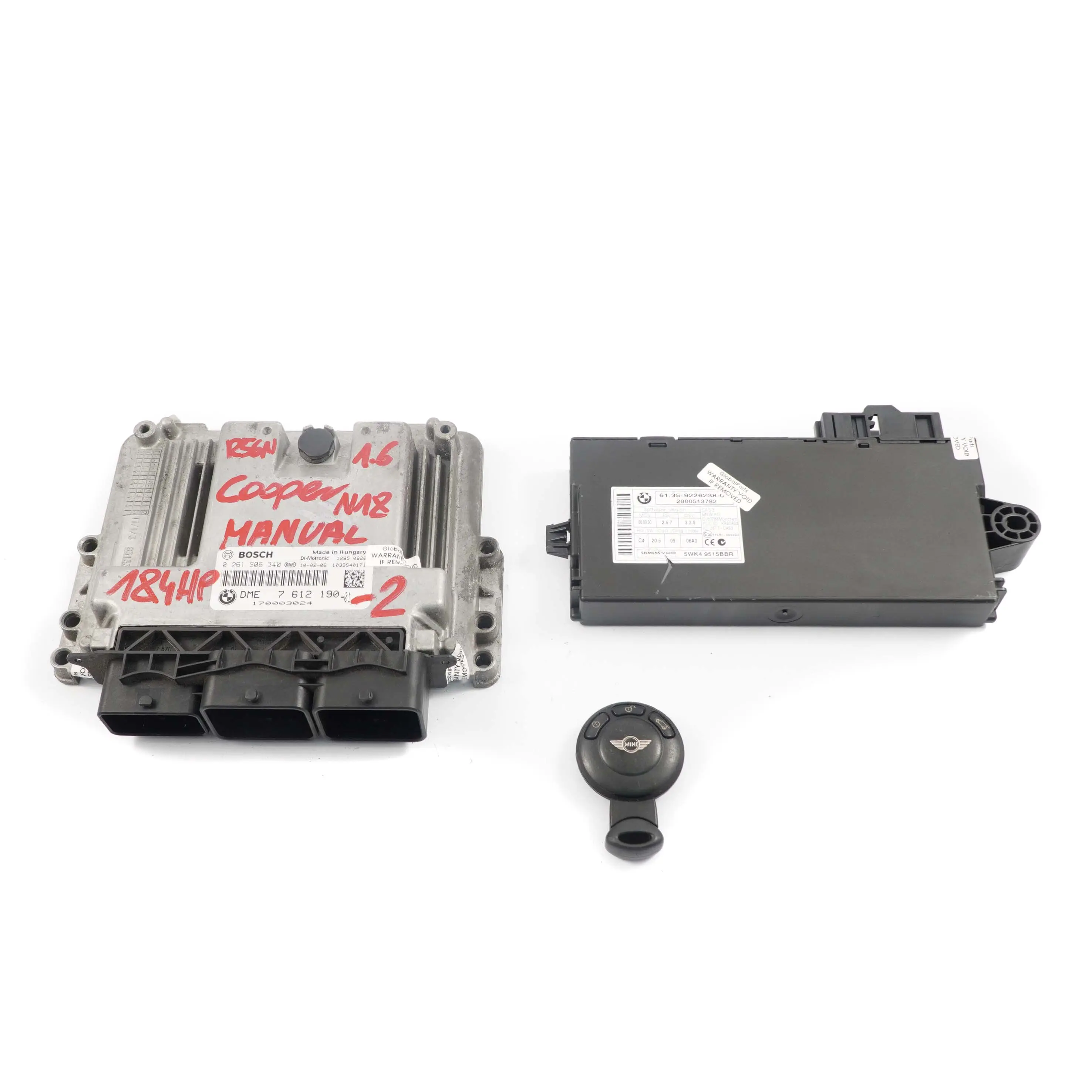 Mini Cooper S R56 LCI N18 1.6 184HP ECU Kit DME 7612190 CAS3 + Key Manual