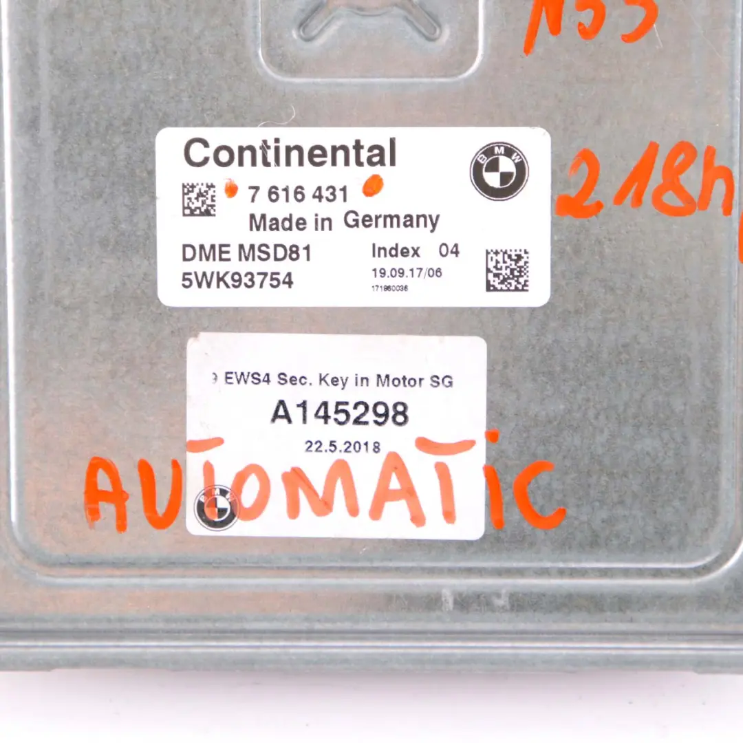 BMW E60 E90 E91 LCI 325i 525i N53 218HP ECU Kit DME 7616431 CAS3 + Key Automatic