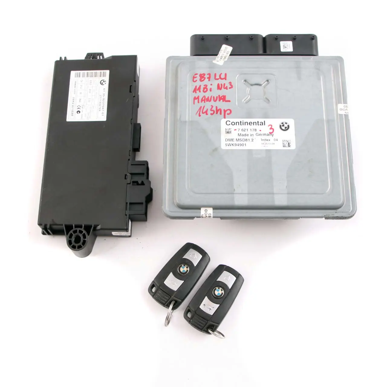 BMW E81 E87 LCI E90 N43 118i 318i ECU Kit DME 7621178 CAS3 Keys Manual