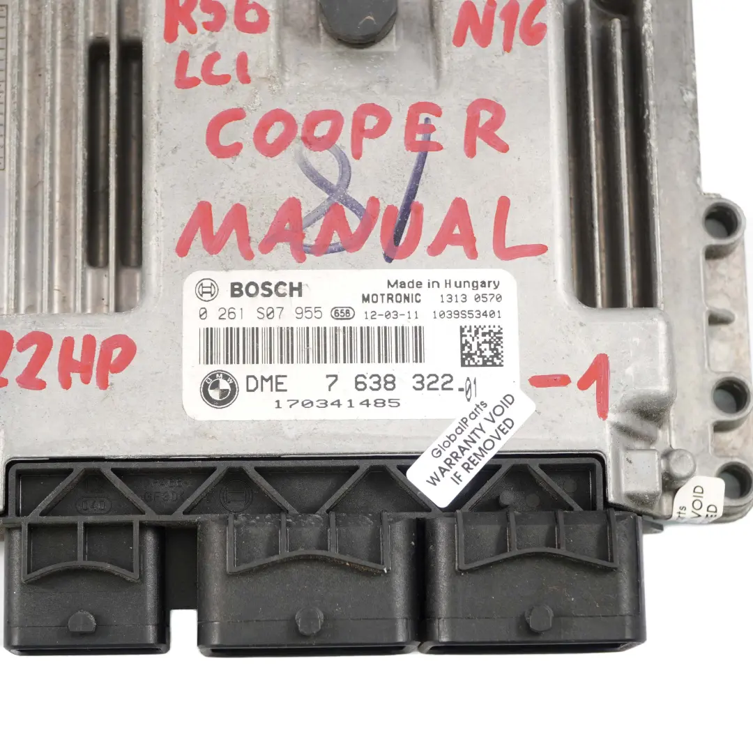 Mini Cooper R56 LCI N16 122PS Benzin Motor ECU Steuergerät DME 7638322 CAS3