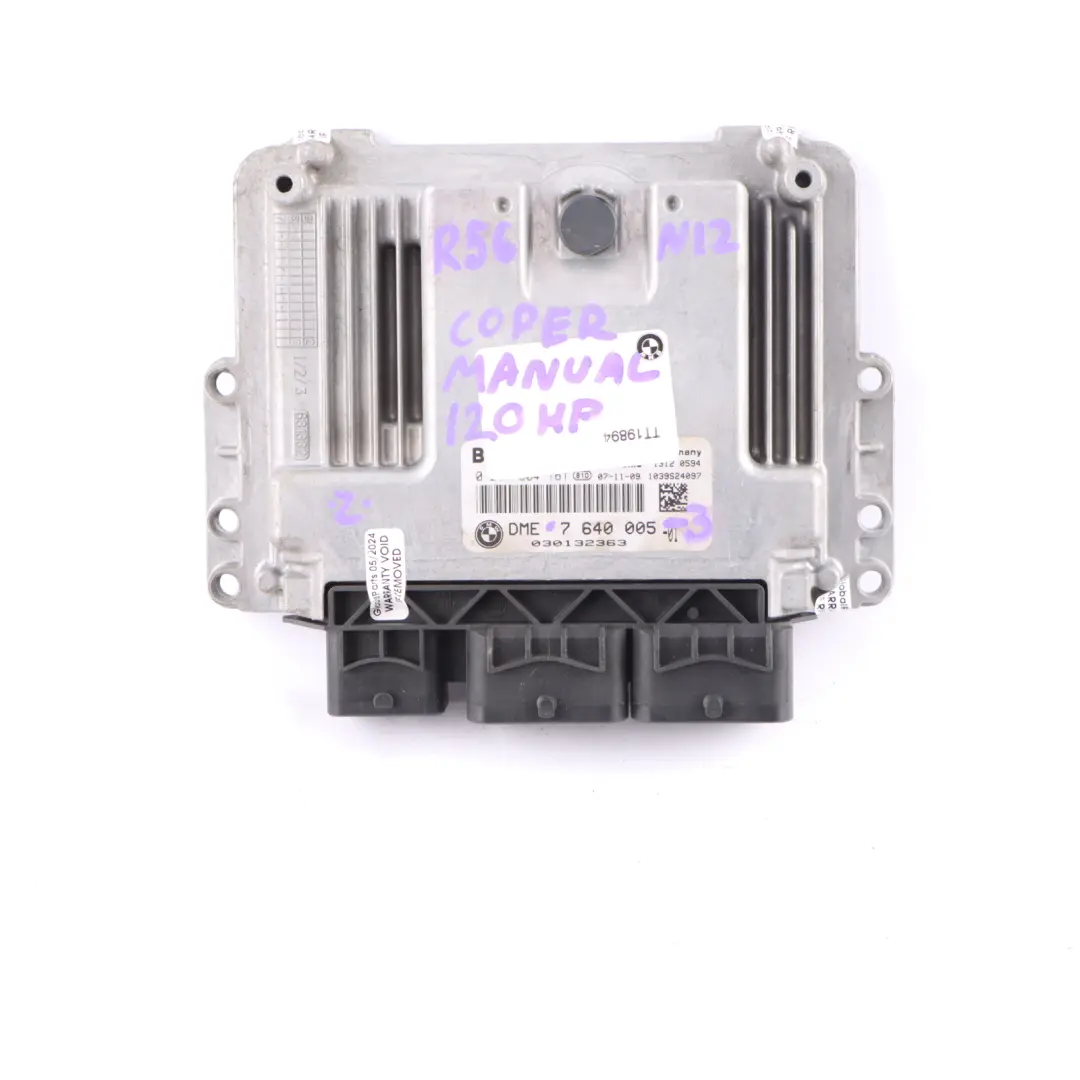 Mini Cooper R55 R56 N12 1.6 120HP ECU Kit Engine DME 7640005 CAS3 + Key Manual