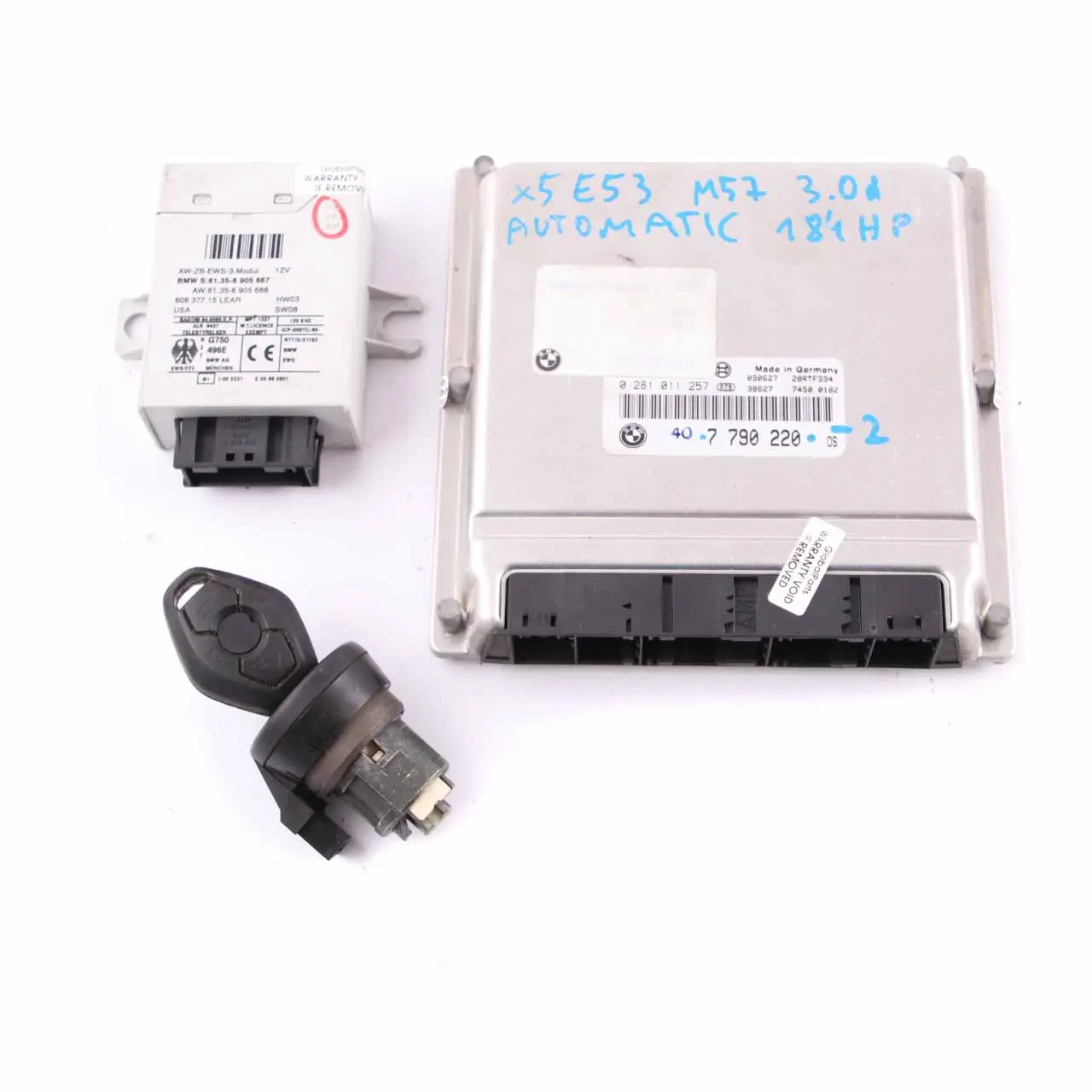 BMW X5 E53 3.0d M57 184HP Engine Control ECU Kit DDE EWS3 Key 7790220 Automatic