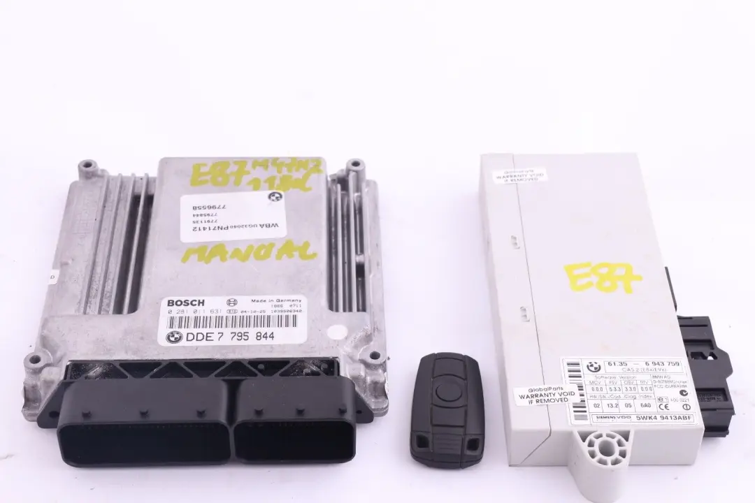 £BMW 1 3 Series E87 E90 E91 118d 318d Engine ECU Kit DDE CAS2 Key 7795844