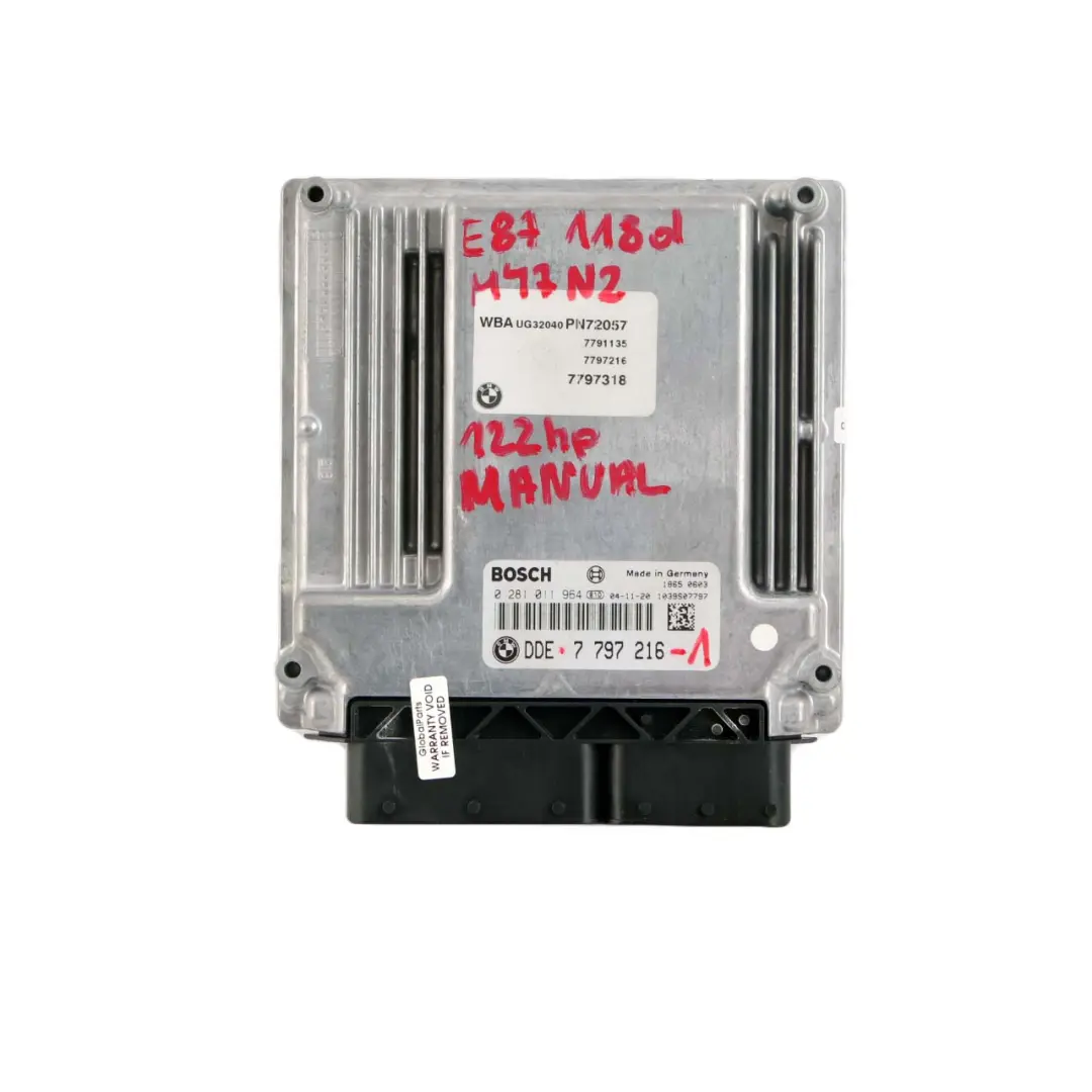 BMW 1 3 Series E87 E90 E91 118d 318d M47N2 Engine ECU Kit DDE 7797216 CAS3 Key 