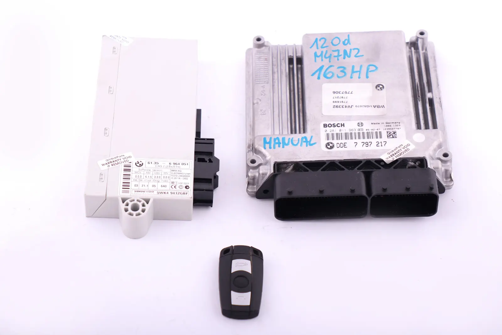 BMW 1 3 5 Series E60 E87 E90 E91 M47N2 120d 320d ECU Kit DDE CAS2 Key 7797217