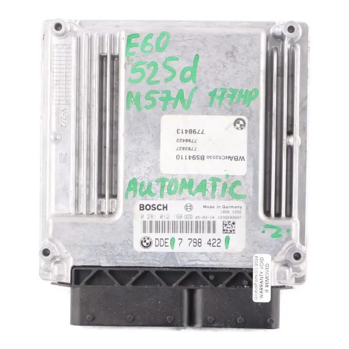 BMW E60 E61 525d M57N 177HP Komputer Sterownik Silnika ECU DDE 7798422