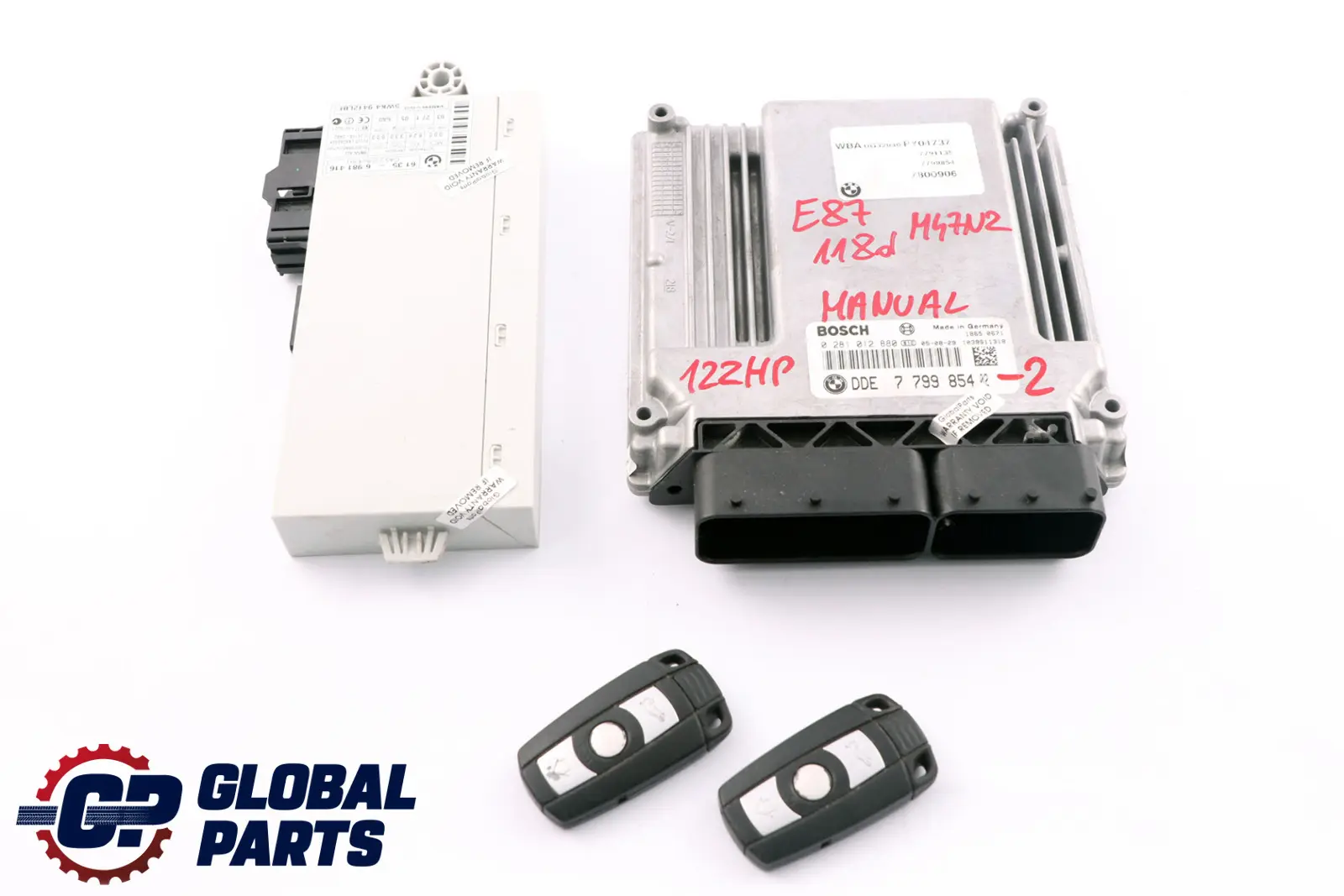 BMW 1 3 Series E87 E90 118d 318d M47N2 122HP ECU KIT DDE 7799854 CAS2 + 2 Keys