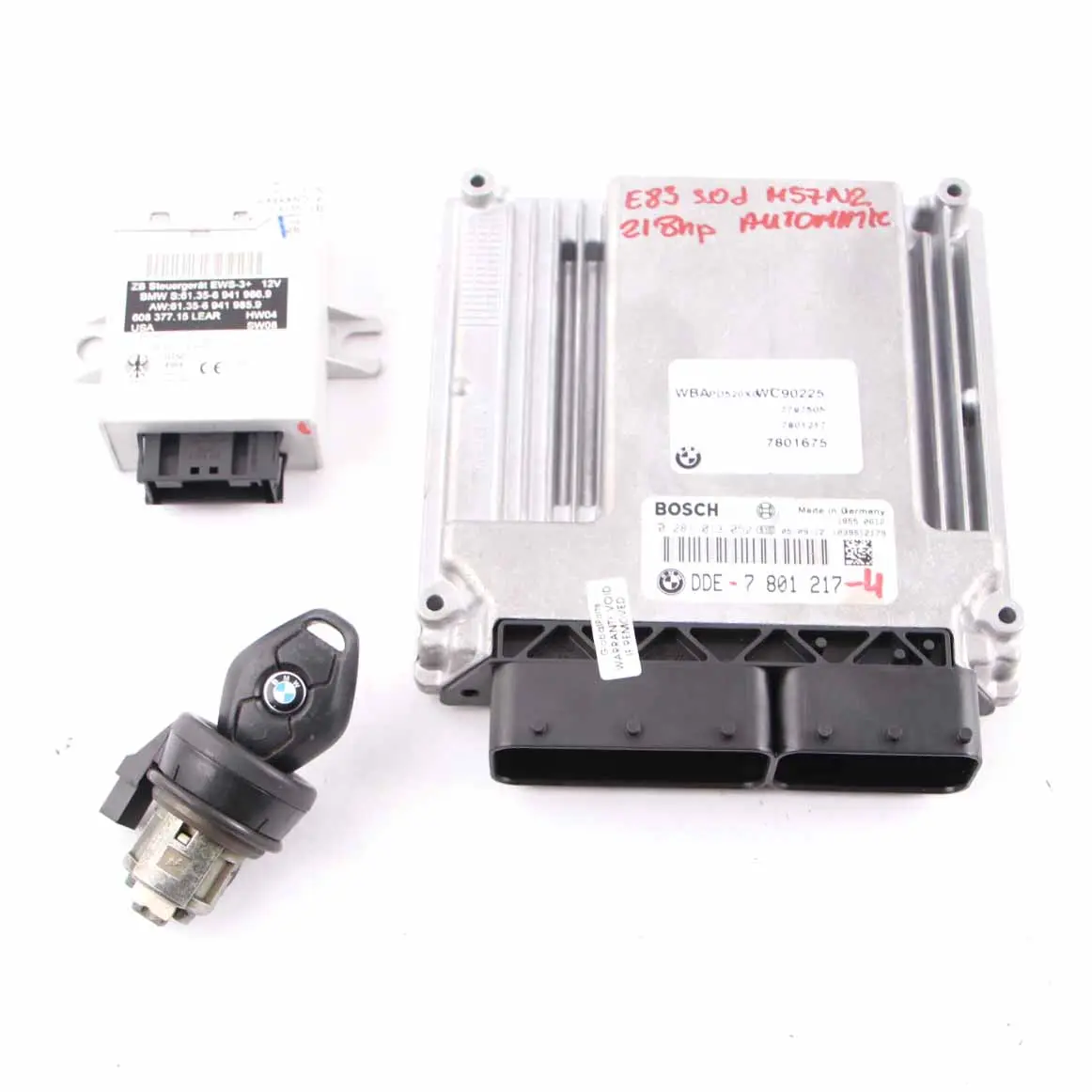 BMW X3 E83 3.0d M57N2 218HP ECU Control Unit Kit DME 7801217 EWS3 Key Automatic