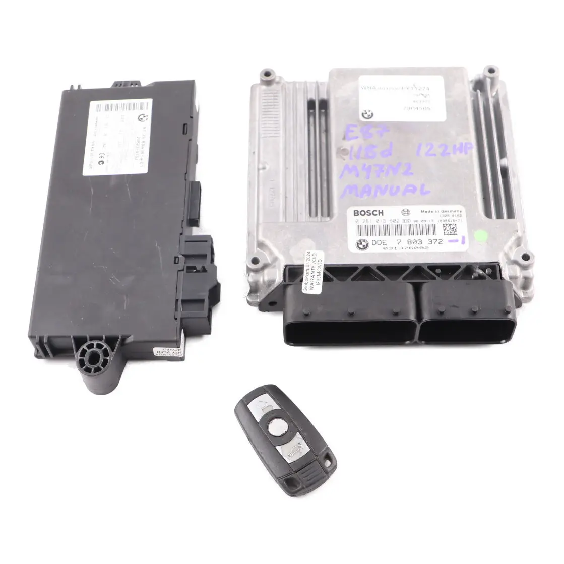 BMW E87 E90 E91 118d 318d M47N2 122HP Engine ECU KIT DDE 7803372 CAS3 Key