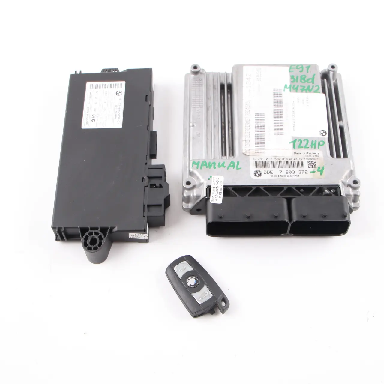 BMW E87 E90 E91 118d 318d M47N2 122HP Engine ECU KIT DDE 7803372 CAS3 + Key